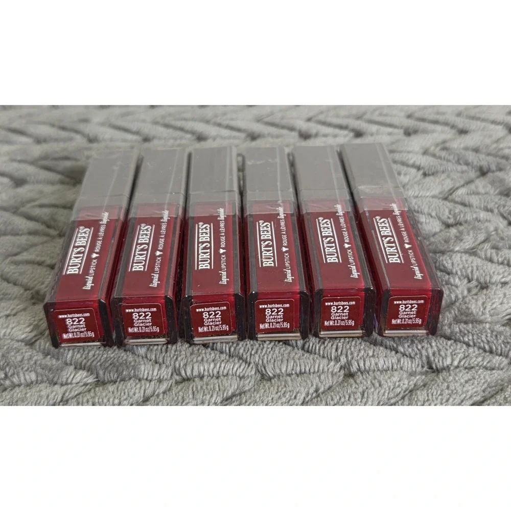 NEW-Sealed 6 SIX Burt's Bees 100% Natural Liquid‎ Lipstick 822 Garnet Glacier